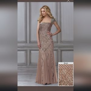 Adrianna Papell beaded square neck cap sleeve dress